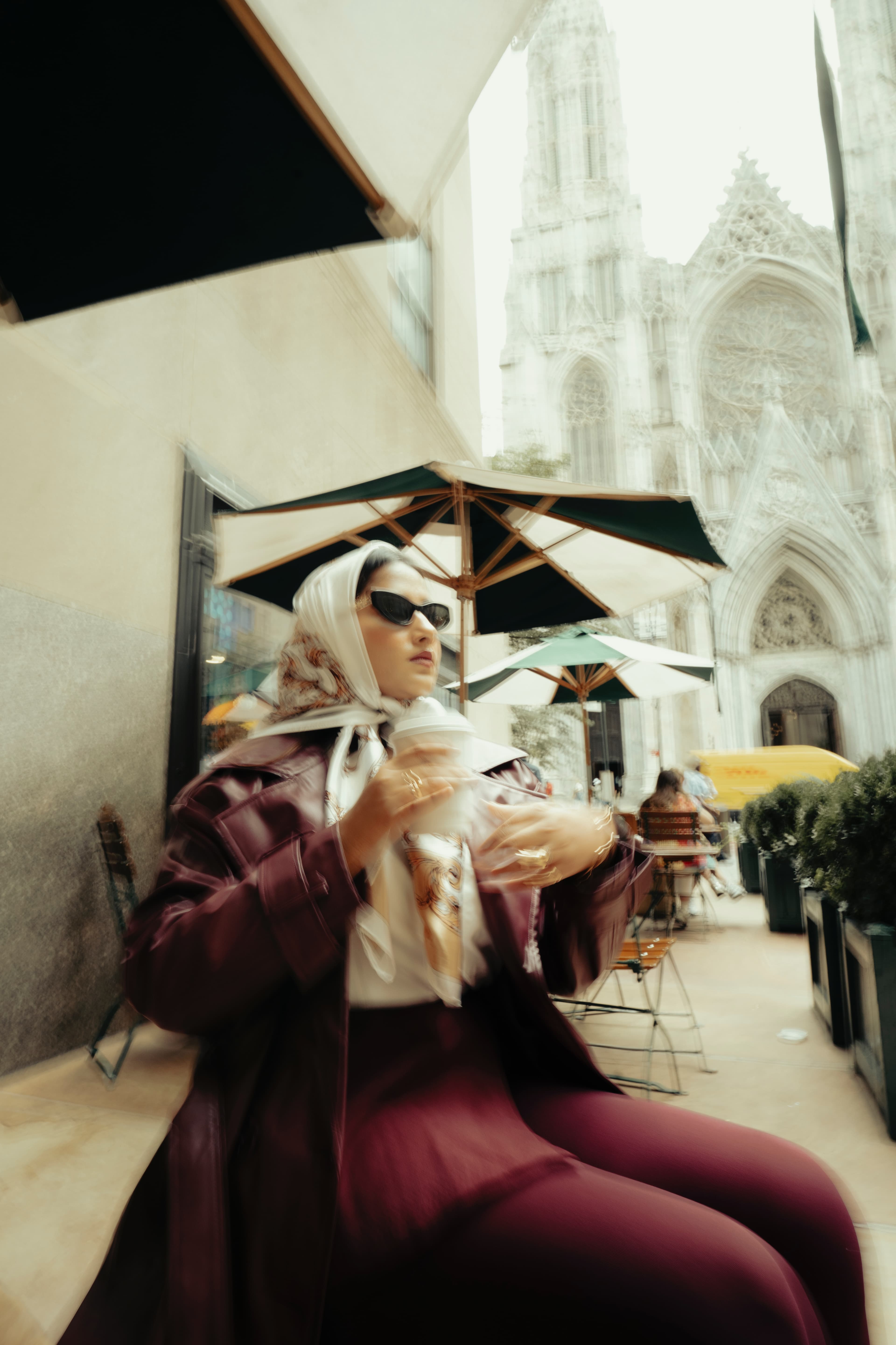 Maitreyi Tiwari sitting at a New York cafe table